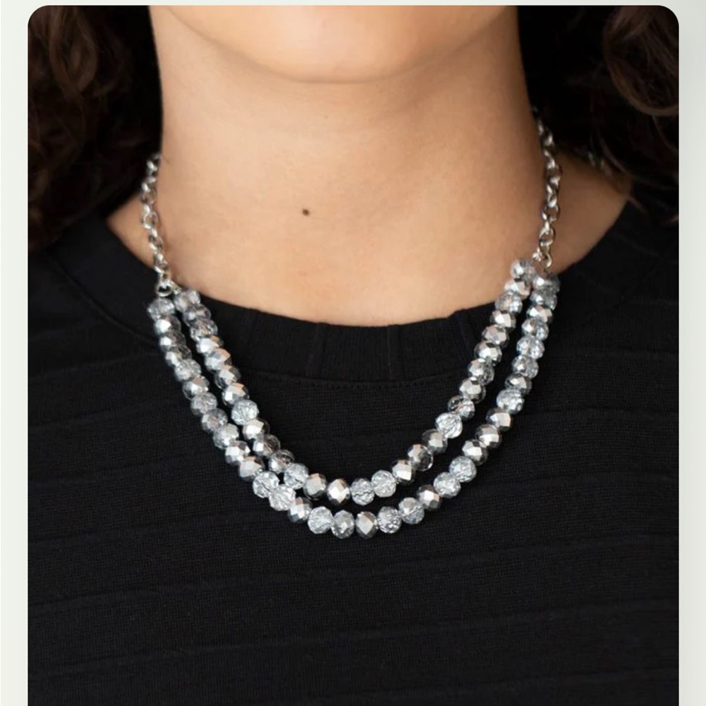 New Paparazzi May The FIERCE Be With You Silver Double Strand Bead Necklace